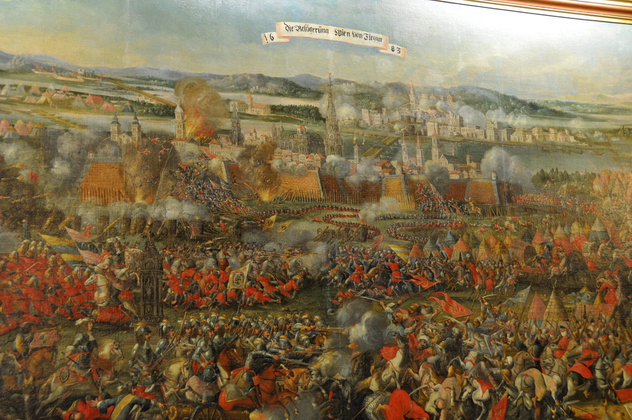  |Belagerung Wiens 1683 (Detail aus Ölgemälde) - die Osmanen hatten Teile der Stadtmauer unterminiert und Breschen gesprengt
